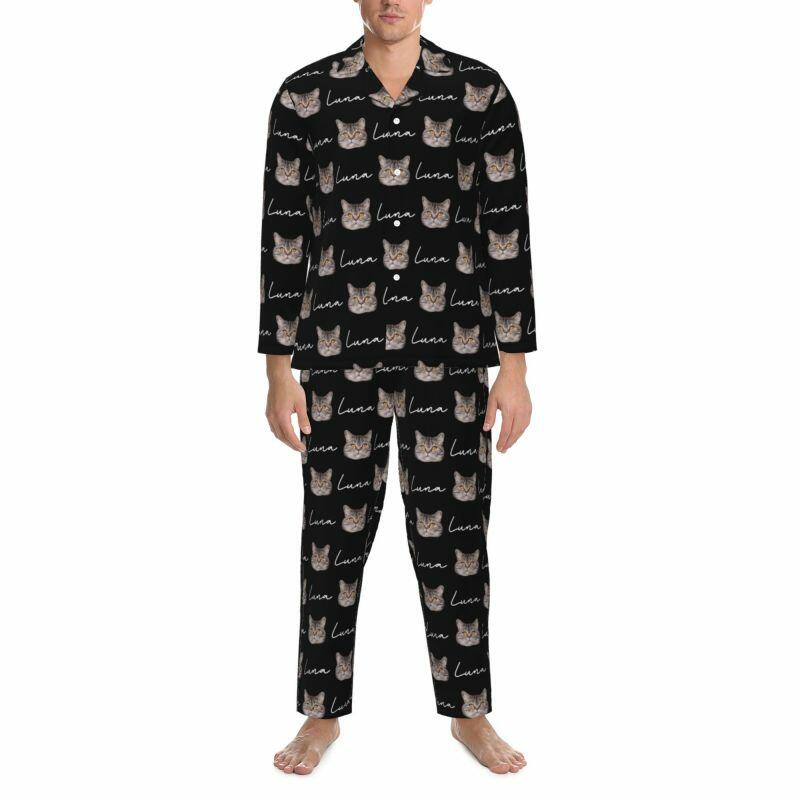 Personalisierte Pyjamas benutzerdefinierte Haustier Kopf Foto und Name Design Attraktives Geschenk für ihn Tierliebhaber