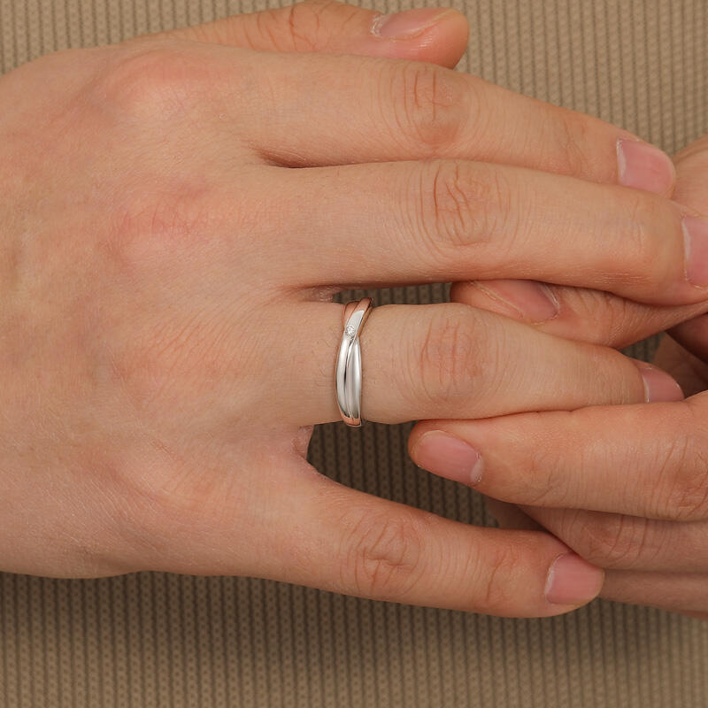 Jeulia Alianza Pareja de Boda para Hombre Solitario Simple Personalizada Trenzada