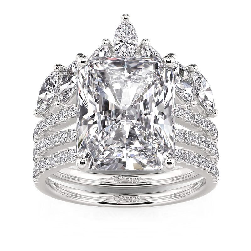 Jeulia Gorgeous Radiant Cut Engagement Ring Set 3PCS