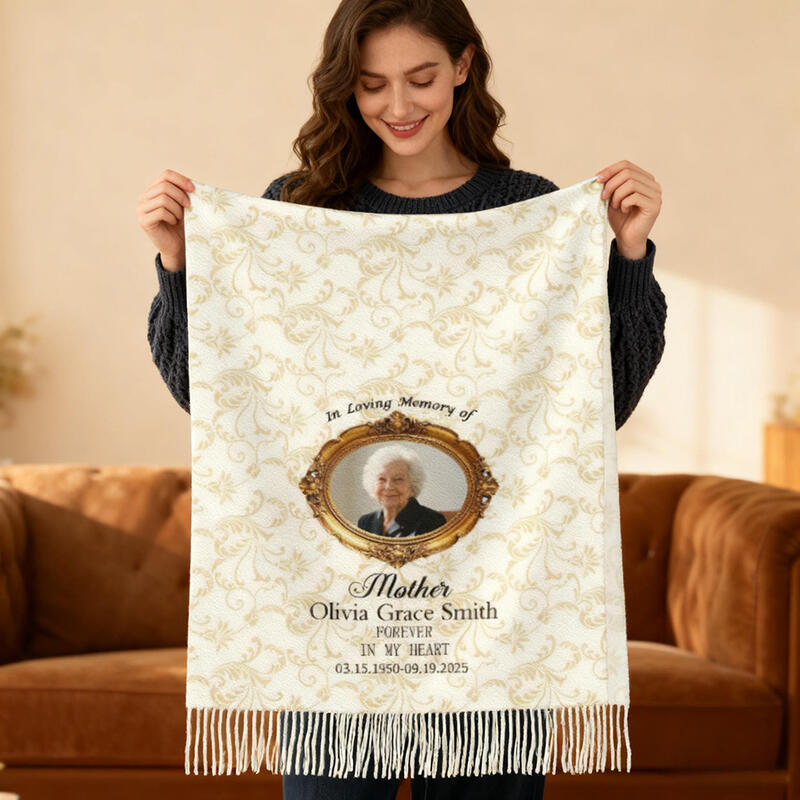 Custom Scarf with Photo of Grandma as a Souvenir Gift for Warm Memories for Christmas