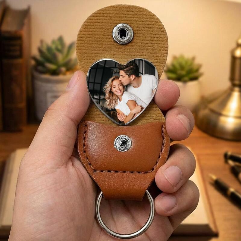 Hug Keychain Personalized Leather Pocket Hug Keychain Add Names and Cartoon Photo ...