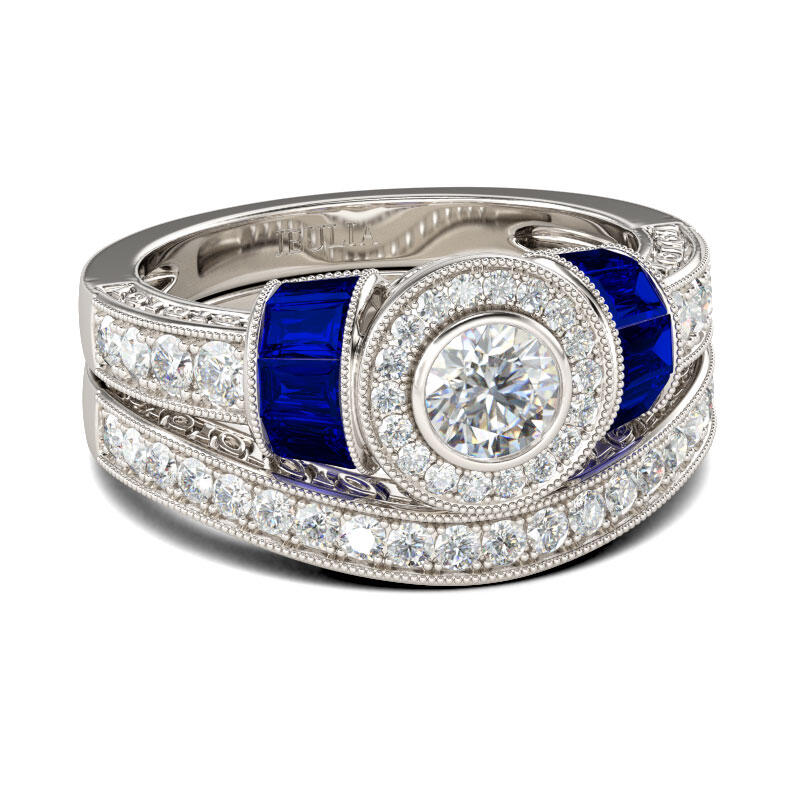 Jeulia Vintage Round Cut Sterling Silver Ring Set