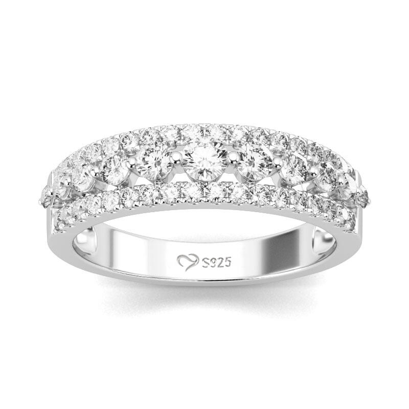 Jeulia Classic Round Cut Sterling Silver Women's Band