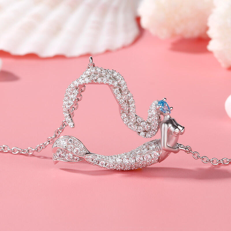 Jeulia "Ocean's Light" Sterling Silver Mermaid Gift Necklace for Valentine's Day