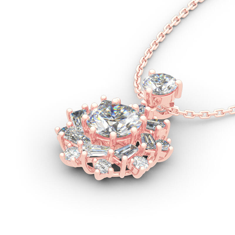 Jeulia Sunshine Round Cut Sterling Silver Necklace