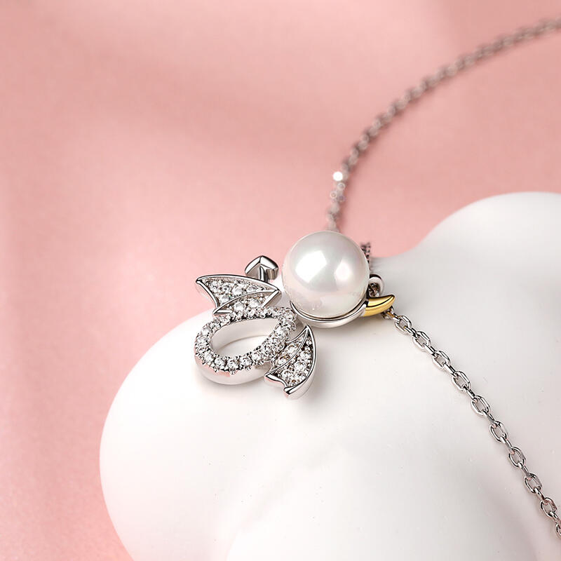 Jeulia Collar de perlas de plata de ley en forma de diablo