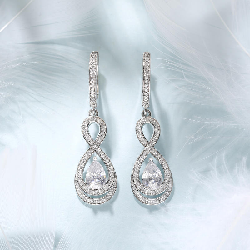 Jeulia Boucles d'Oreilles Pendentif Amour Infini en Argent Sterling Coupe Poire