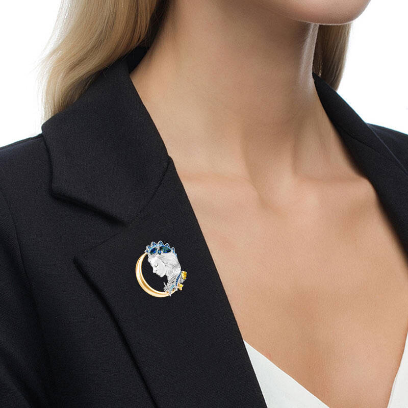 Jeulia Zodiac Sign Virgo with Moon Sterling Silver brooch