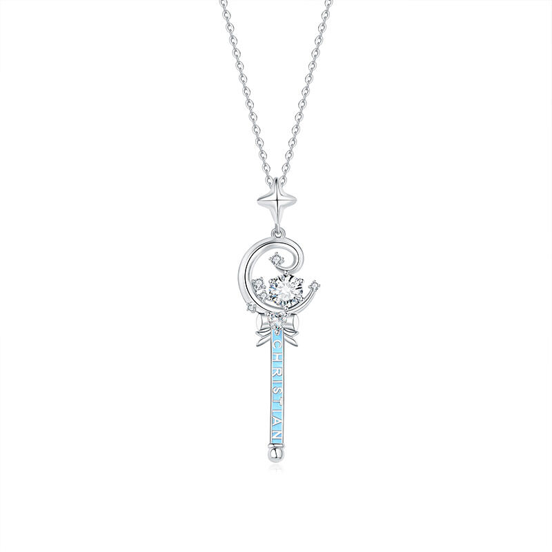 Jeulia "Magic Wand" Personalized Sterling Silver Necklace