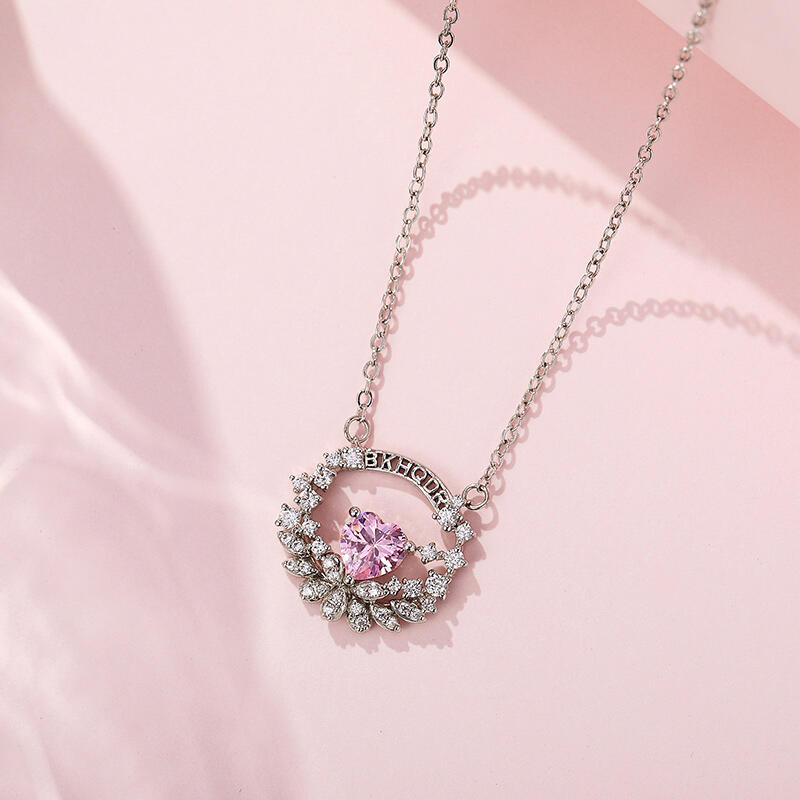 Jeulia "Love of Heart" Personalized Heart Cut Sterling Silver Necklace