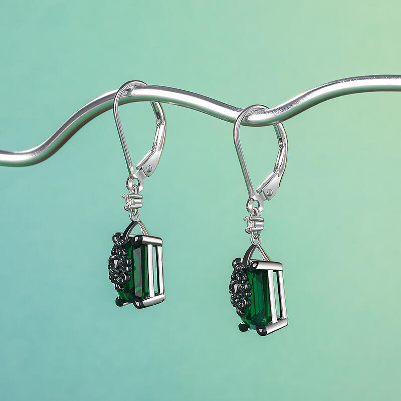 Jeulia "Phantom" Skull Emerald Cut Sterling Silver Earrings