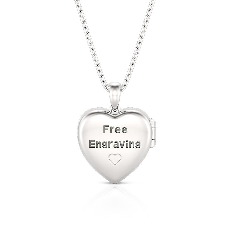 Jeulia Hjärtvingar Anpassat Födelsesten Fotohalsband Medaljong i Sterling Silver