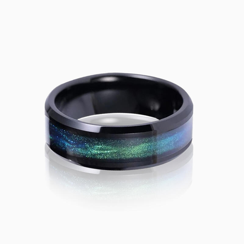 "Northern Lights Vow" 8mm Tungsten Carbide Men's Wedding Ring