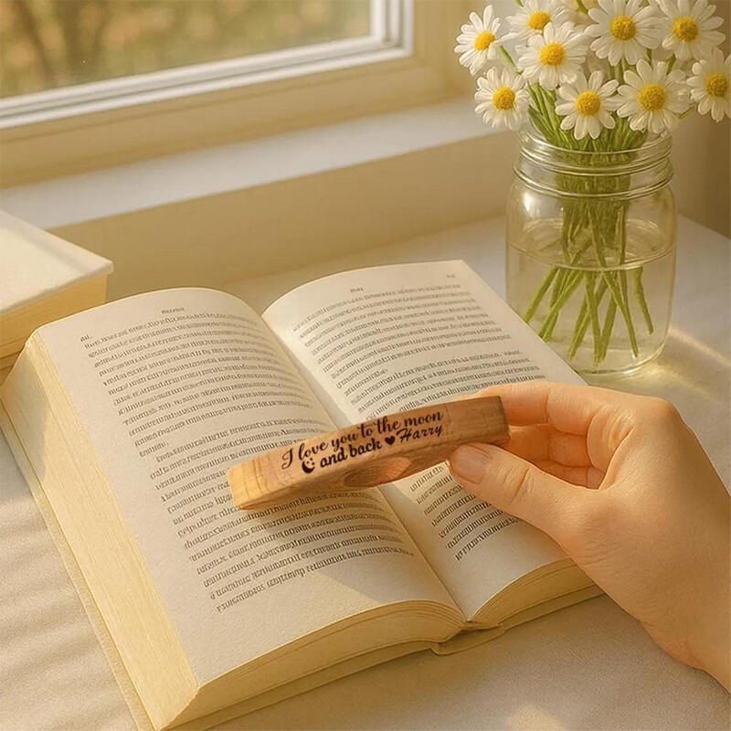 Gepersonaliseerde boekenlegger Duimboekenlegger Houten ring cadeau voor haar