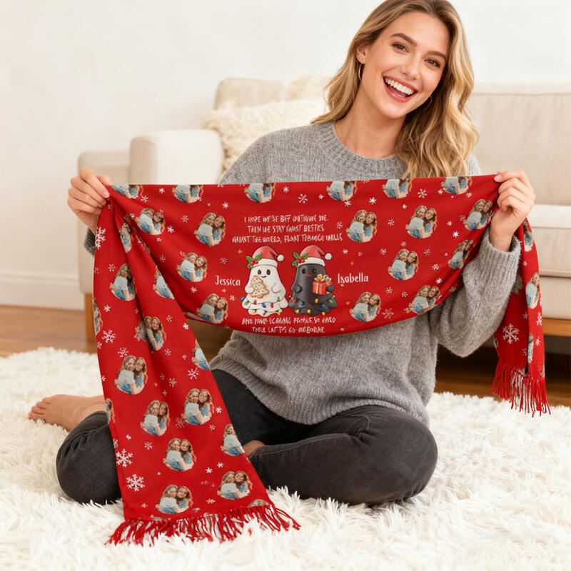 Gepersonaliseerde sjaal met naam en foto Kerstcadeaus voor je beste vriend