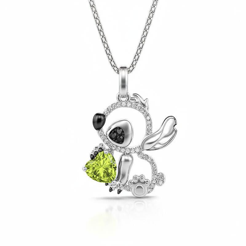 Jeulia Hug Me "Little Monster" Heart Cut Personalized Sterling Silver Necklace