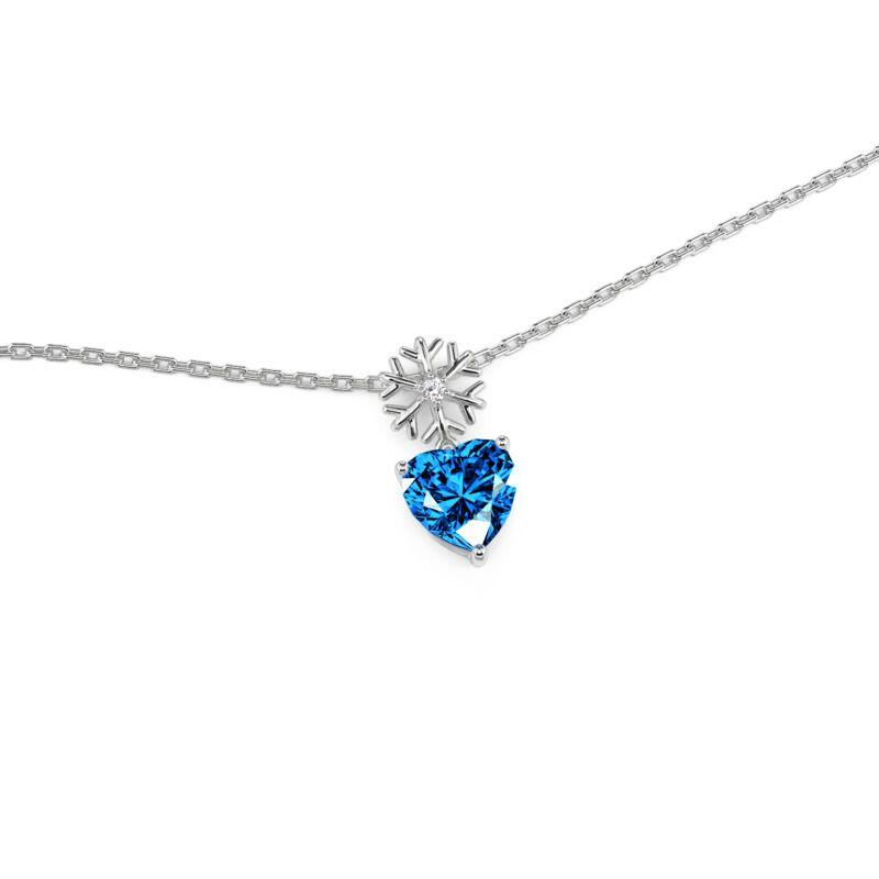Jeulia Custom Snowflake Heart Birthstone Necklace