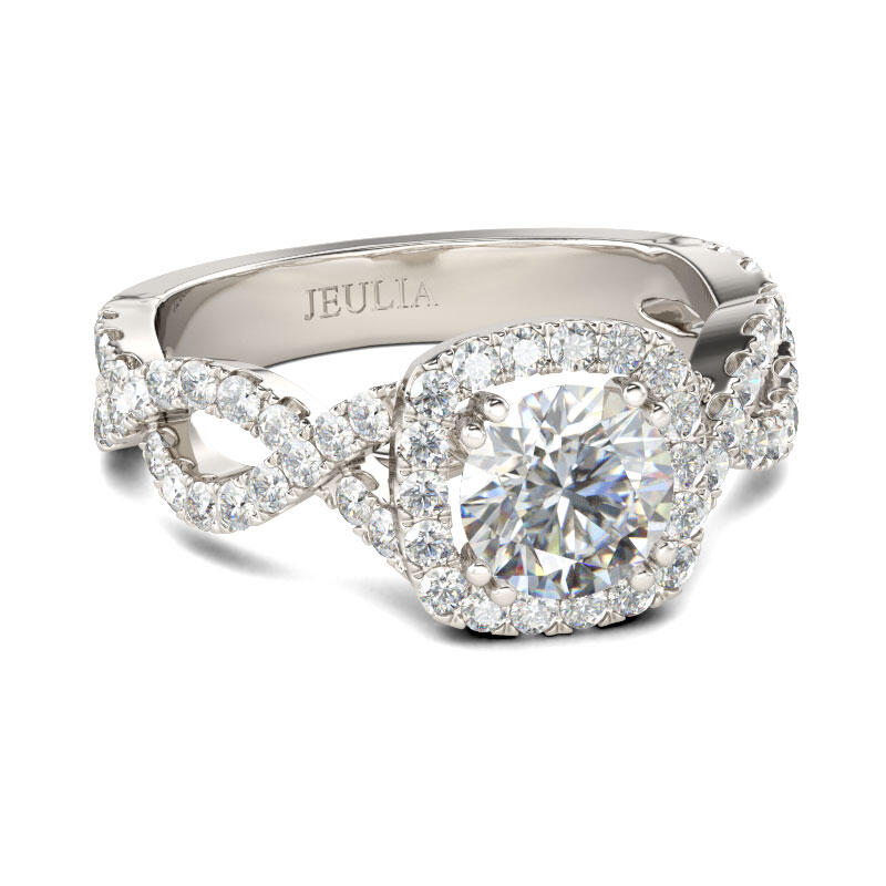 Jeulia Twist Round Cut Sterling Silver Ring