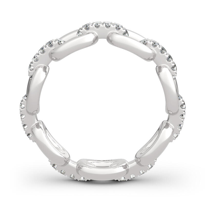 Jeulia Chain Link Round Cut Sterling Silver Women's Band