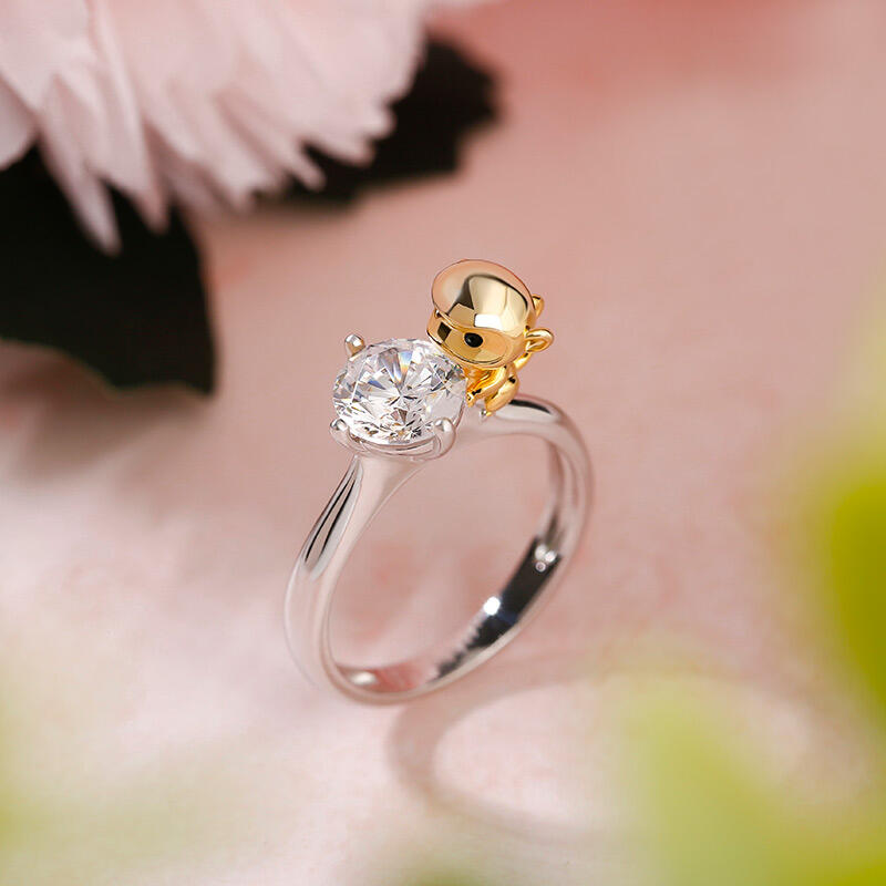 Jeulia キュート モンキー 猿デザイン ラウンドカット シルバー リング