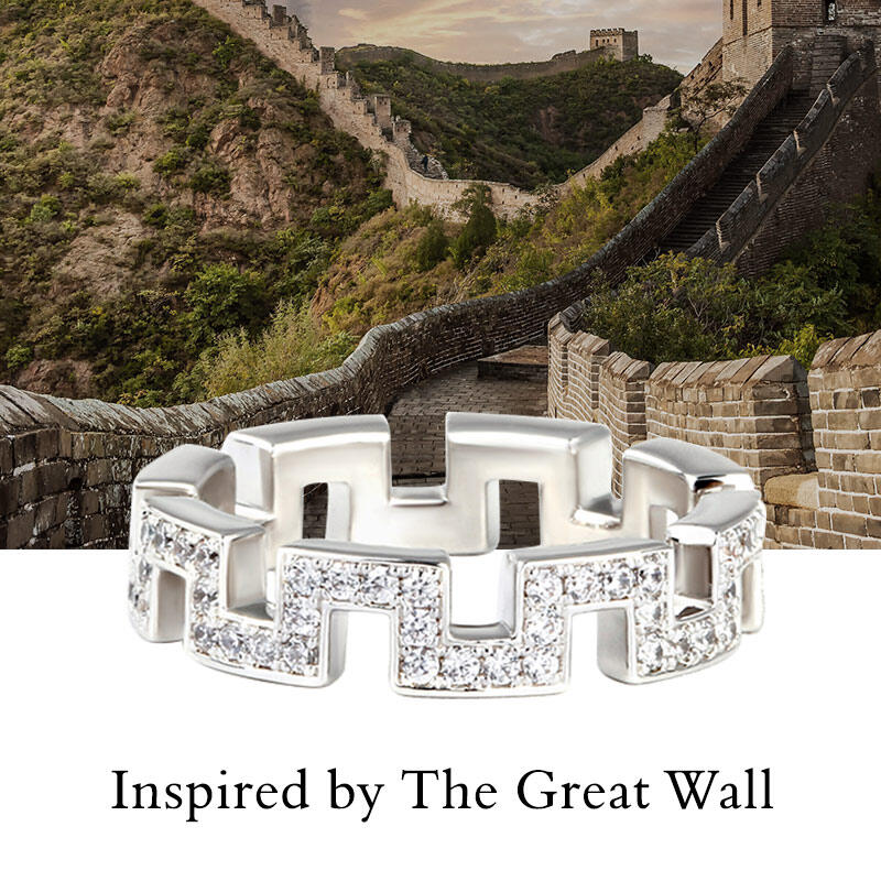 Jeulia Anillo De Plata Esterlina Dise?o De La Gran Muralla