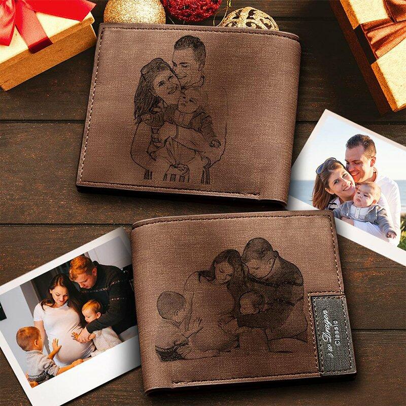 Personalisierte doppelseitige Foto Geldbörse Geschenk für Herren