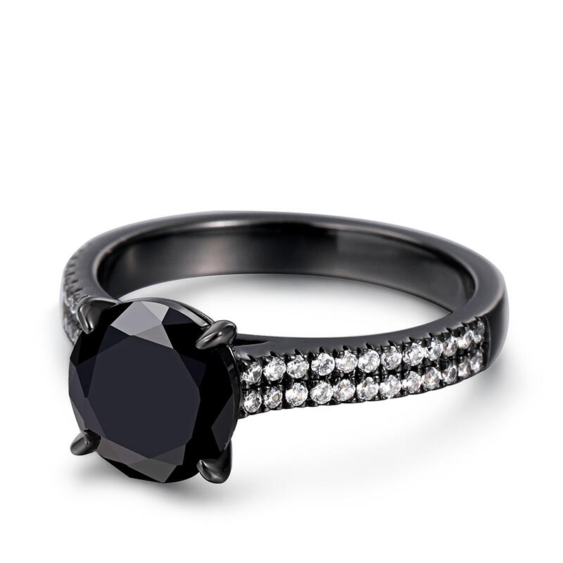 Jeulia Classic Round Cut Sterling Silver Ring