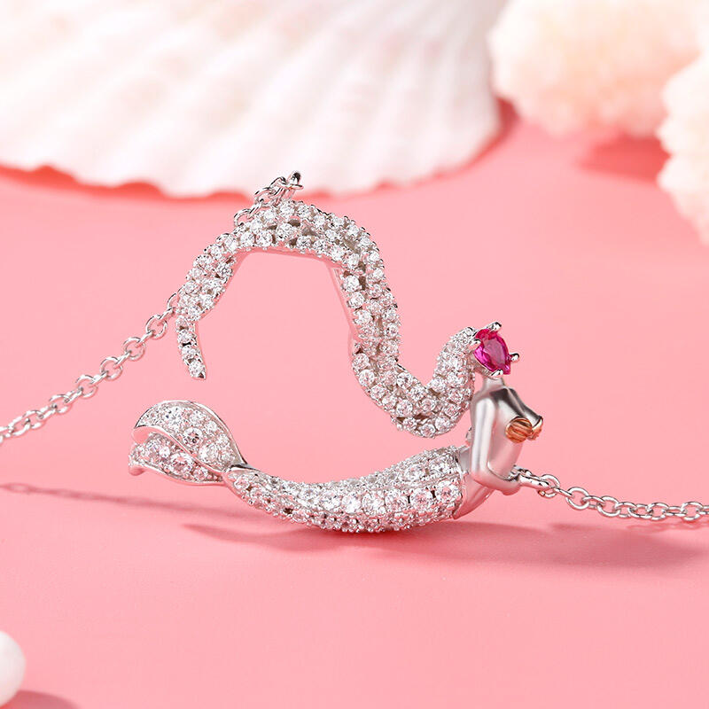 "Ocean's Light" sjöjungfrun gåva halsband i sterlingsilver för alla hjärtans dag