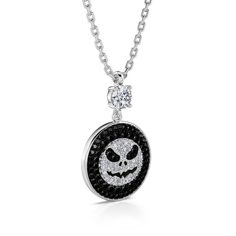 Jeulia "Pumpkin King" Skull Design Sterling Silver Necklace