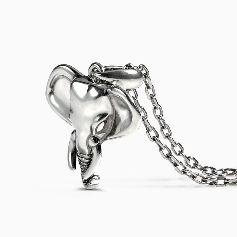 Jeulia "Elephant Head" Safari Sterling Silver Necklace