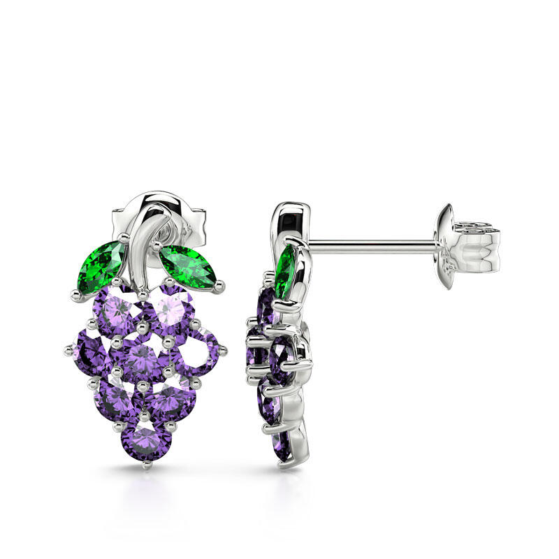Jeulia Cute Grape Fruit Sterling Silver Stud Earrings