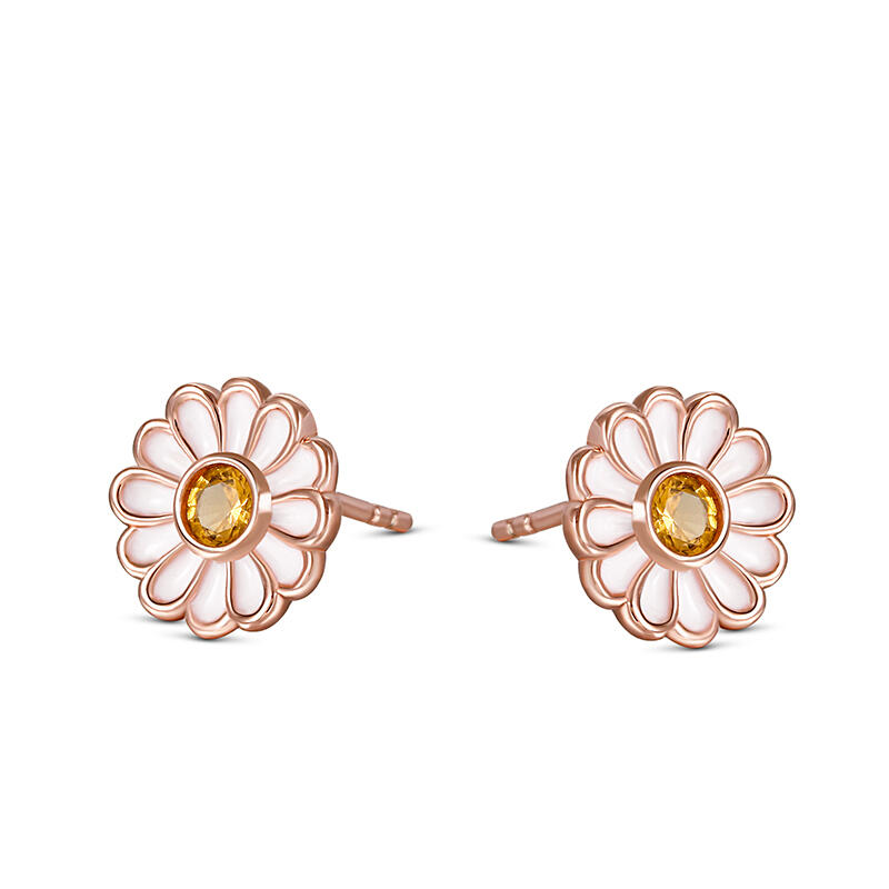 Jeulia "Small Daisy" Sterling Silver Children's Earrings