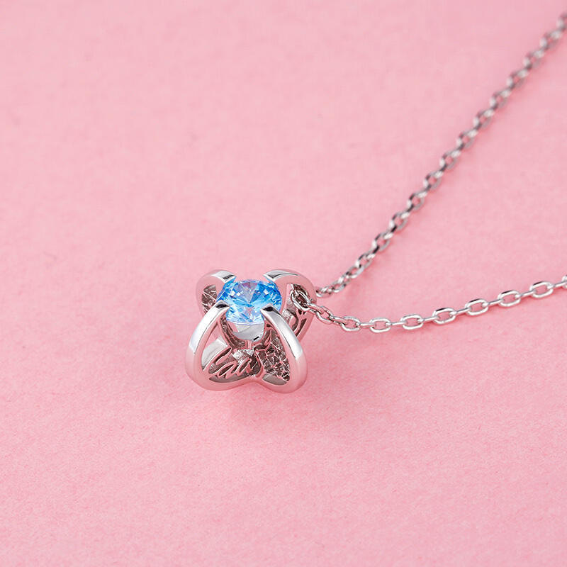 Jeulia Personalized Round Cut Sterling Silver Necklace