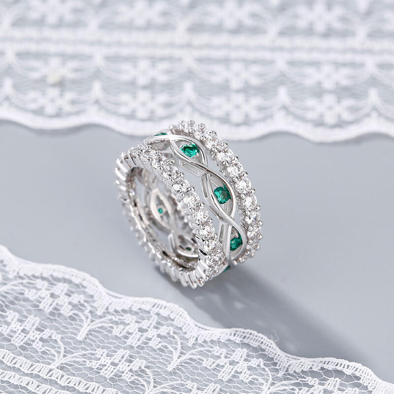 Jeulia stapelbare ronde geslepen sterling zilveren ring