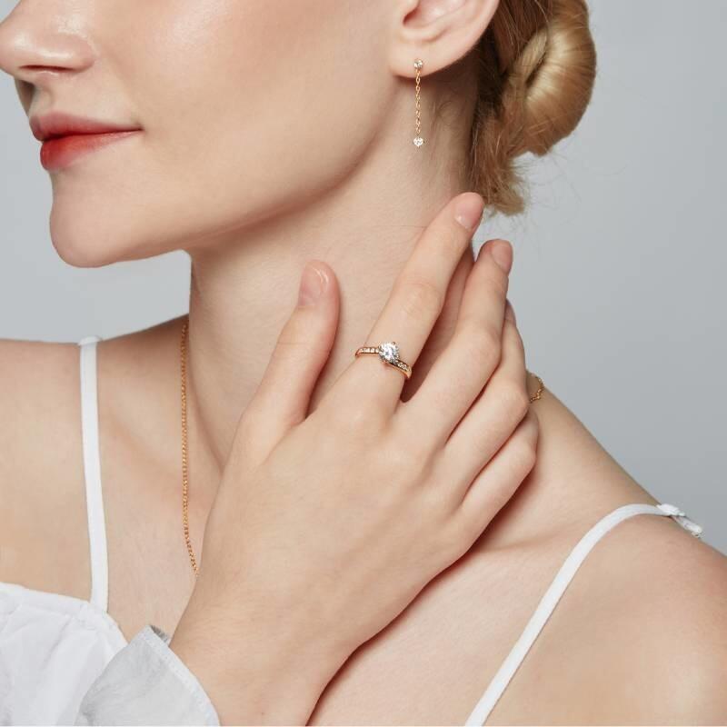 "You Are My Preference" Round Cut Side Stone Engagement Ring