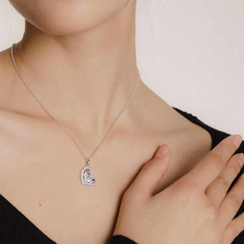 Jeulia "Endless Romance" Heart Sterling Silver Necklace