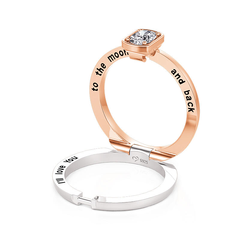 Jeulia Custom Engraved Two-Tone Locking Solitaire Ring