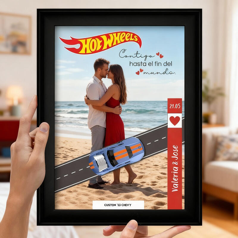 Personalized Frame Custom Toy Car and Photo Hot Wheels Design Romantic Gift for Couples