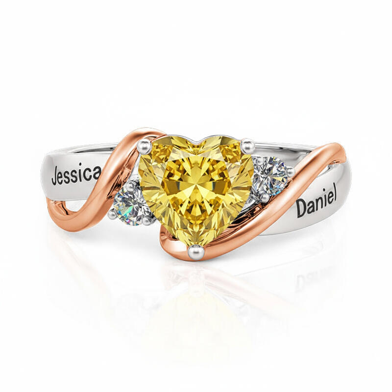 Jeulia Amore Love Custom Heart Promise Ring with Birthstone and Engraved