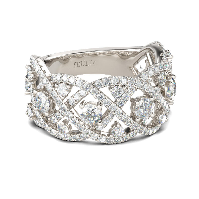 Jeulia Intertwined Round Cut Sterling Silver Women's Band