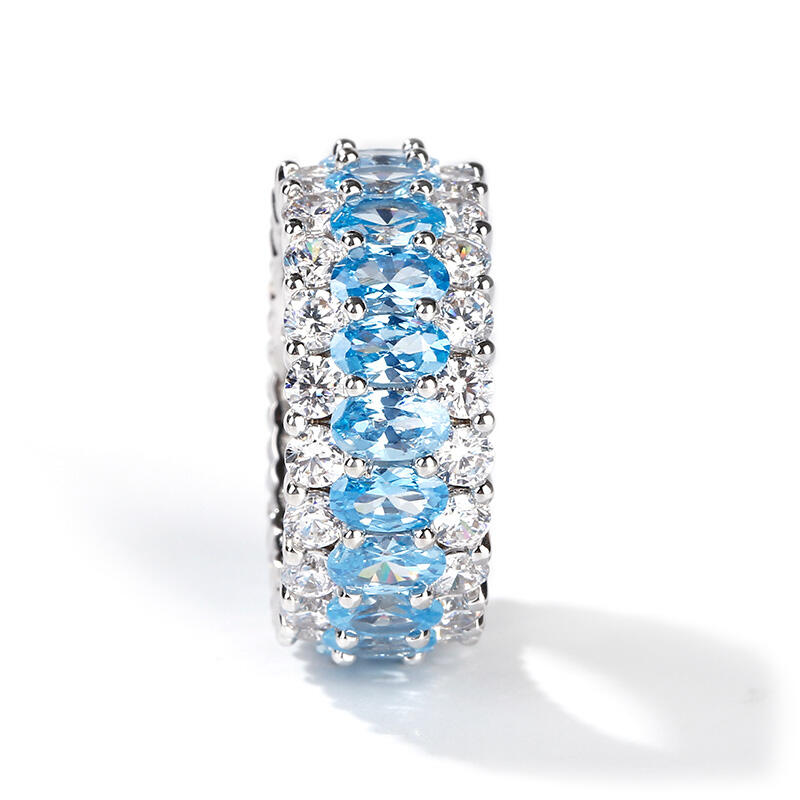 Jeulia Classic Oval and Round Cut Sterling Silver Eternity Ring