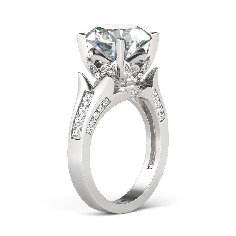 Jeulia Flower Round Cut Sterling Silver Ring