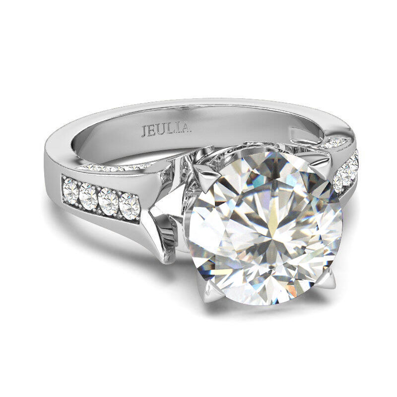 Jeulia Flower Round Cut Sterling Silver Ring