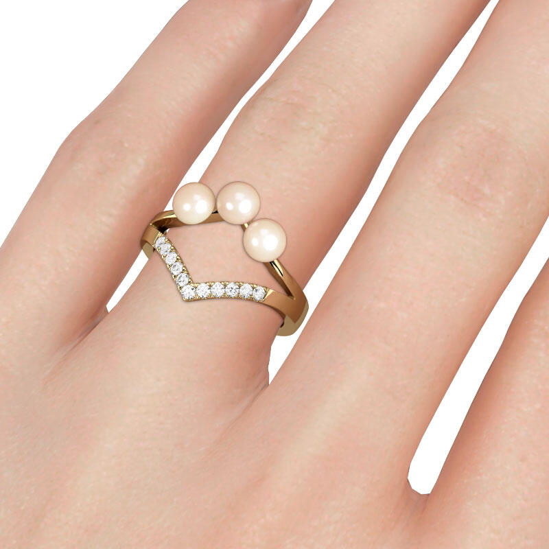 Jeulia Split Shank Cultured Pearl Sterling Silver Ring