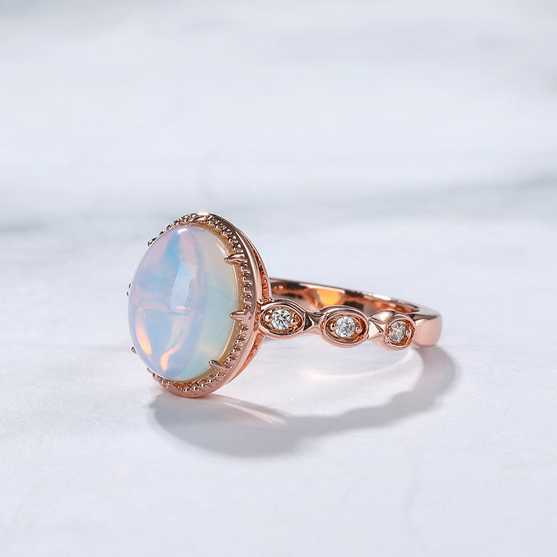 Jeulia "Enchanting Moon" Oval Cut Moonstone Sterling Silver Ring