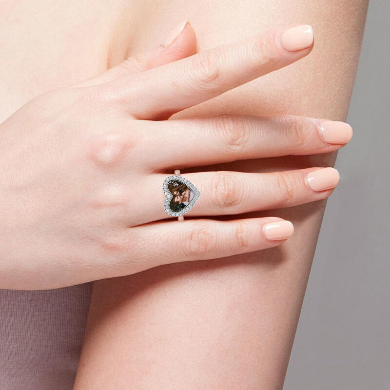 Jeulia Anillo con foto personalizado de plata esterlina