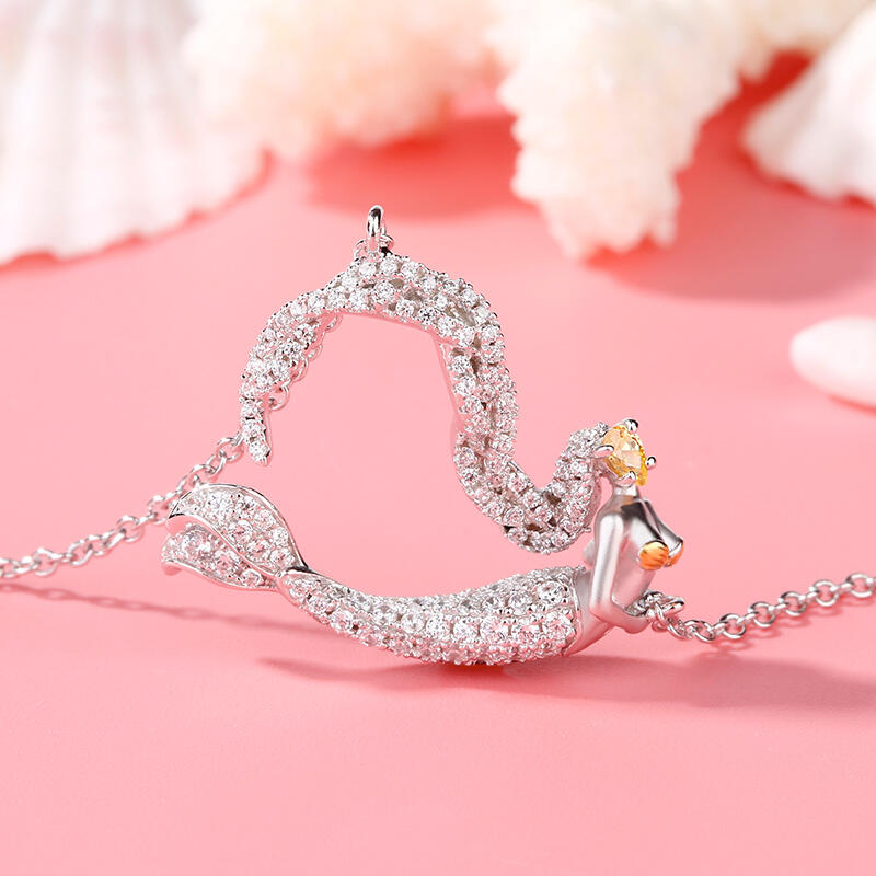 Jeulia Colar simples de presente de sereia de prata esterlina para o dia dos namorados
