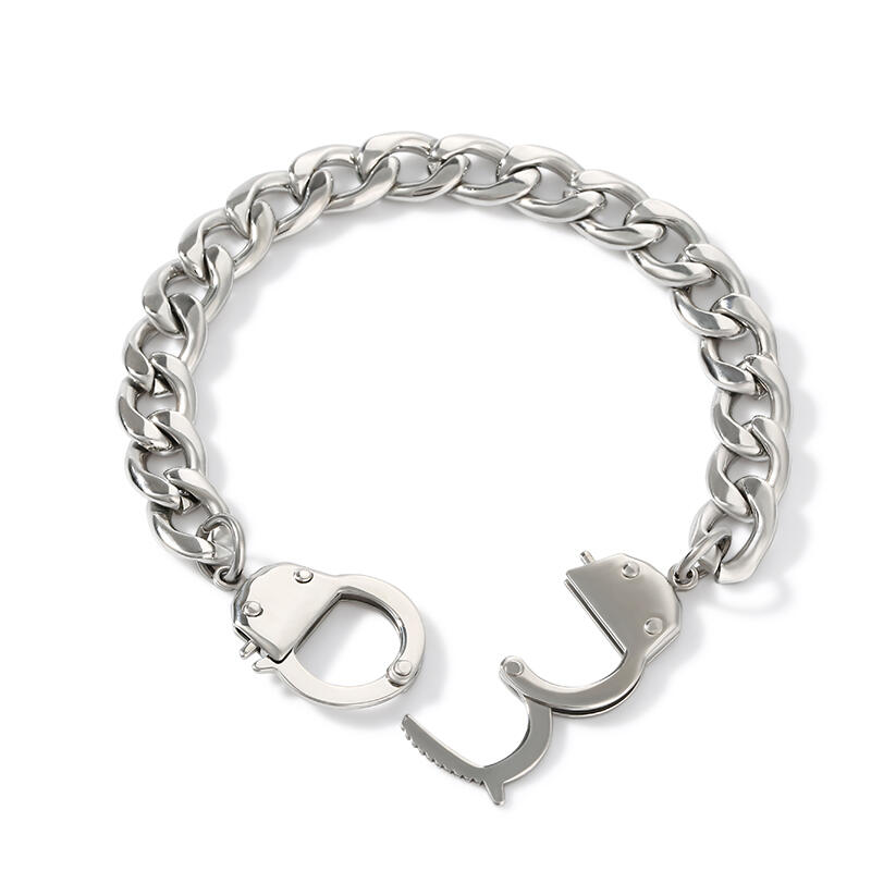 Jeulia Handcuff Design Stainless Steel Men's Bracelet