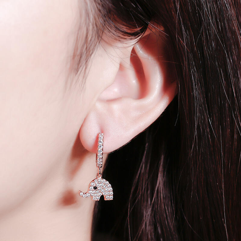 Jeulia "Lucky Elephant" Sterling Silver Drop Earrings