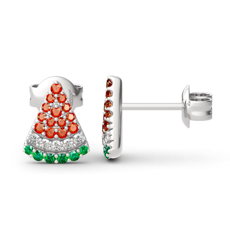 Jeulia "Summer Fruit" Watermelon Design Sterling Silver Earrings